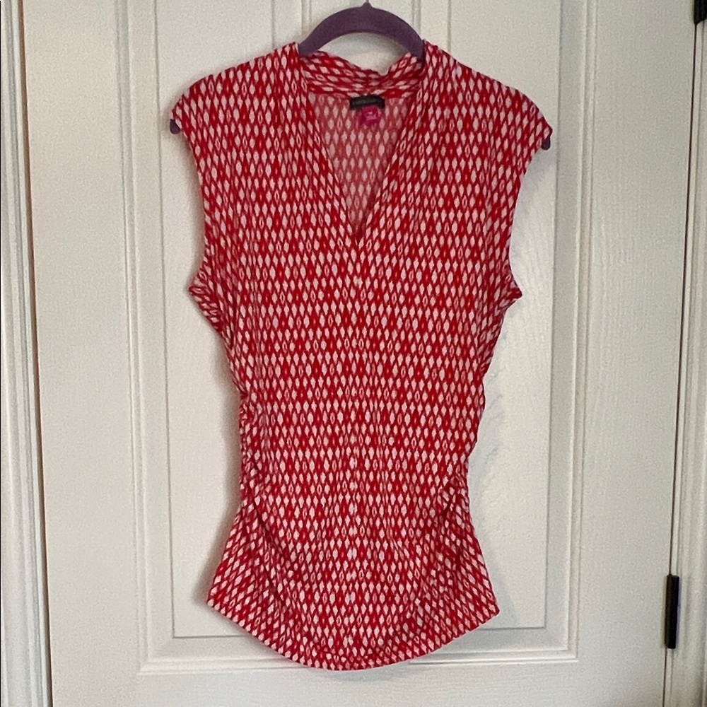 Vince Camuto Red Geometric Blouse